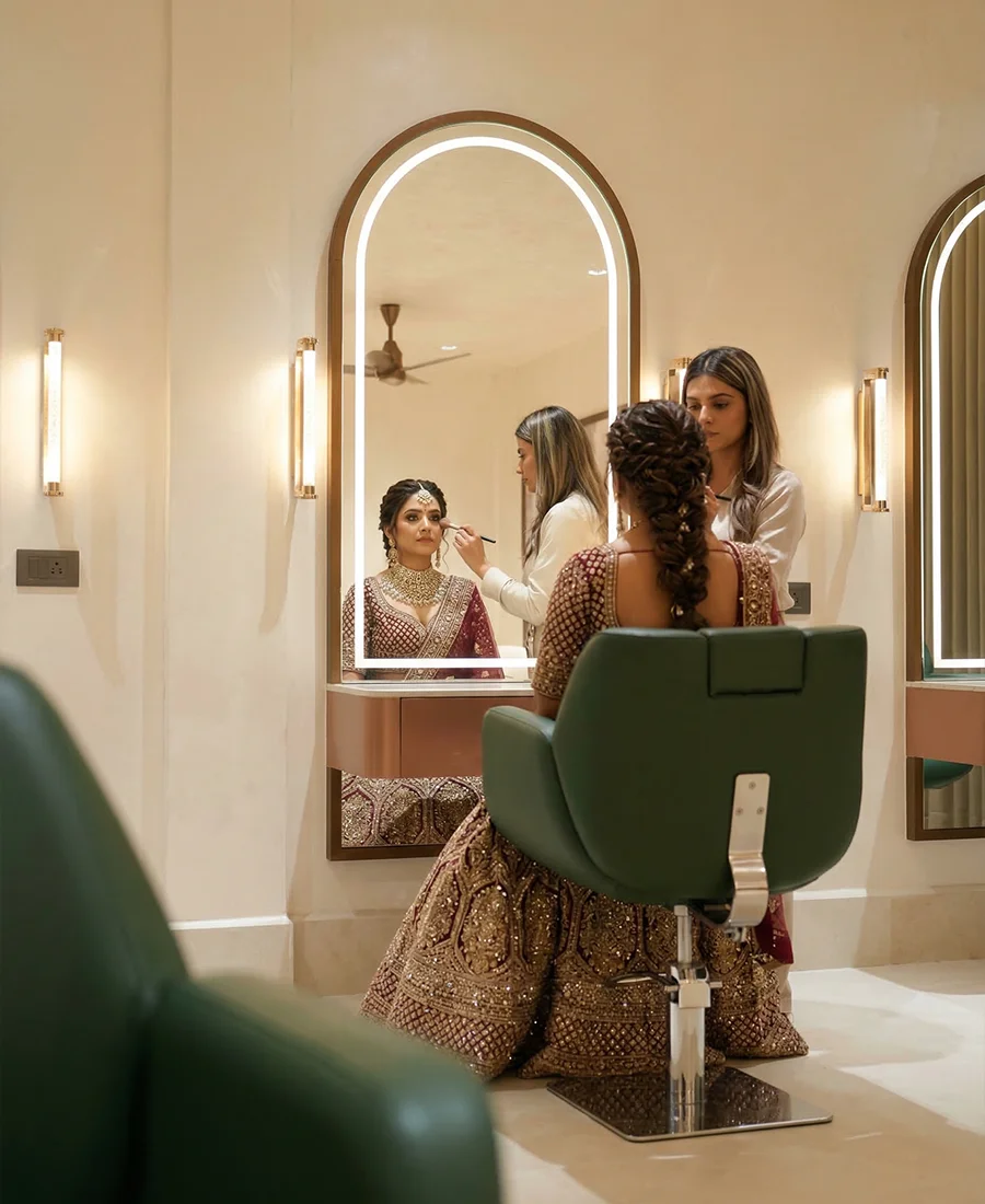 Bridal getting ready in the suite